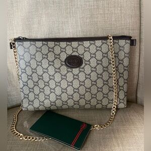 Authentic vintage GUCCI GG plus clutch crossbody bag F(809)
